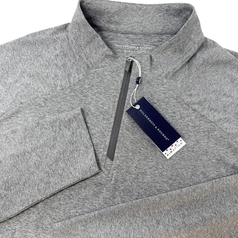 Holderness & Bourne Darrow Pullover Mens XL Heathered Charcoal 1/4 Zip Golf NEW